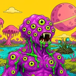Oozlings #3417, Mutated Eyeball Cluster · Turquoise Swamp