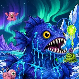 Oozlings #3419, Anglerfish · Aurora Ice