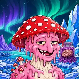 Oozlings #3423, Mushroom Head · Aurora Ice