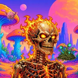 Oozlings #3424, Fire Skull · Mushroom Desert