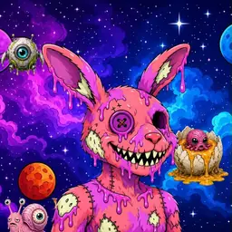 Oozlings #3425, Mutated Zombie Bunny · Void Nebula