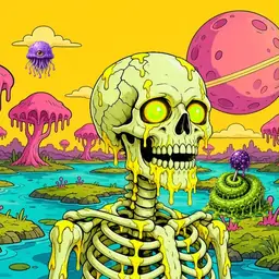 Oozlings #3431, Mutated Skull · Turquoise Swamp