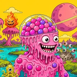 Oozlings #3439, Gumball Brain · Turquoise Swamp