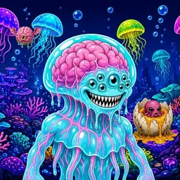 Oozlings #344, Jellyfish Brain · Glow Reef