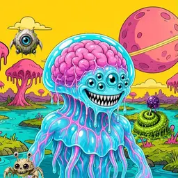 Oozlings #3443, Jellyfish Brain · Turquoise Swamp