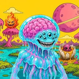 Oozlings #3444, Jellyfish Brain · Turquoise Swamp