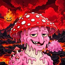Oozlings #3447, Mushroom Head · Lava Fields