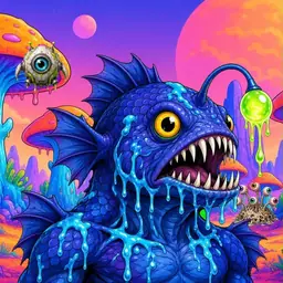 Oozlings #3450, Anglerfish · Mushroom Desert