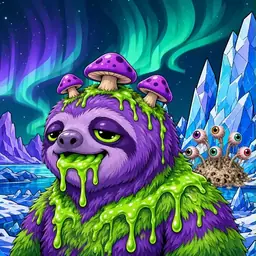 Oozlings #3463, Slime Sloth · Aurora Ice