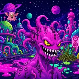 Oozlings #347, Squid · Neon City