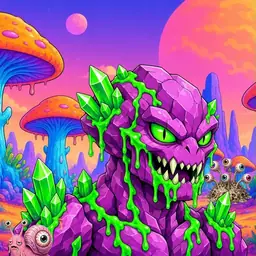 Oozlings #3476, Mutated Crystal Rock · Mushroom Desert