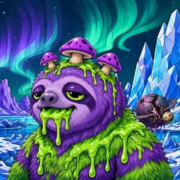 Oozlings #348, Slime Sloth · Aurora Ice