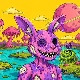 Oozlings #3488, Zombie Bunny · Turquoise Swamp