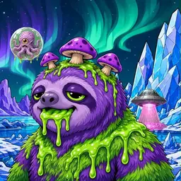 Oozlings #3491, Slime Sloth · Aurora Ice