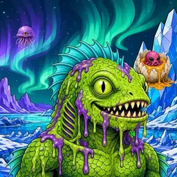 Oozlings #3493, Swamp Fish · Aurora Ice