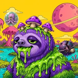 Oozlings #350, Slime Sloth · Turquoise Swamp
