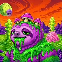 Oozlings #3502, Mutated Slime Sloth · Acid Lake