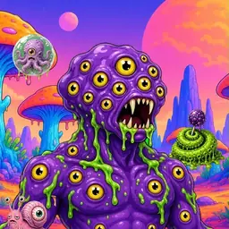 Oozlings #3505, Eyeball Cluster · Mushroom Desert
