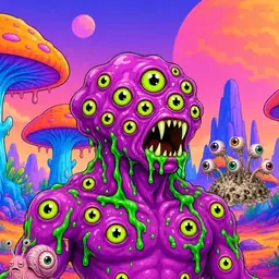 Oozlings #3507, Mutated Eyeball Cluster · Mushroom Desert