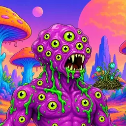 Oozlings #3513, Mutated Eyeball Cluster · Mushroom Desert