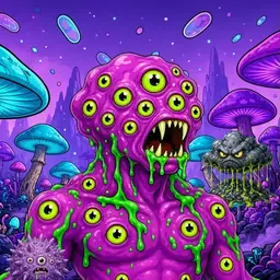 Oozlings #3517, Mutated Eyeball Cluster · Fungus Forest