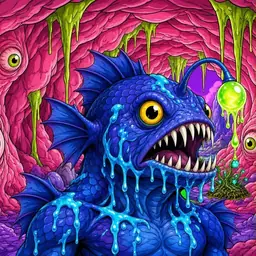 Oozlings #3522, Anglerfish · Flesh Cave