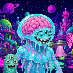 Oozlings #3531, Jellyfish Brain · Neon City