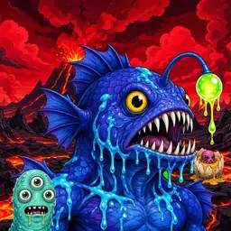 Oozlings #3532, Anglerfish · Lava Fields