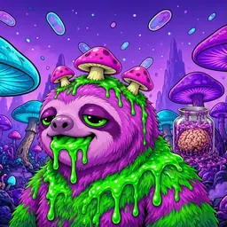 Oozlings #3535, Mutated Slime Sloth · Fungus Forest