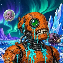 Oozlings #3540, Rusty Robot · Aurora Ice