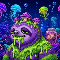 Oozlings #3545, Slime Sloth · Glow Reef