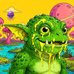 Oozlings #3547, Mutated Toad Goblin · Turquoise Swamp