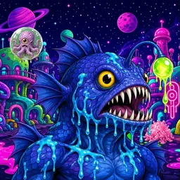 Oozlings #3550, Anglerfish · Neon City