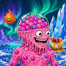 Oozlings #3554, Gumball Brain · Aurora Ice