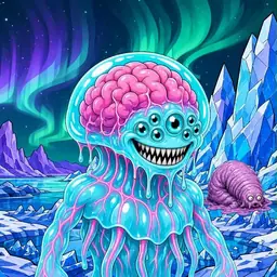 Oozlings #3556, Jellyfish Brain · Aurora Ice