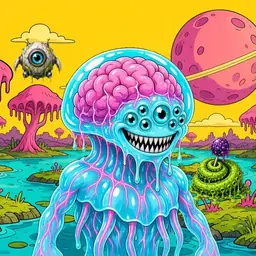 Oozlings #3558, Jellyfish Brain · Turquoise Swamp