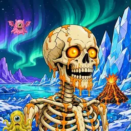 Oozlings #3560, Skull · Aurora Ice
