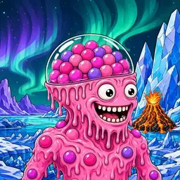 Oozlings #3565, Gumball Brain · Aurora Ice