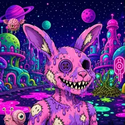 Oozlings #3570, Zombie Bunny · Neon City