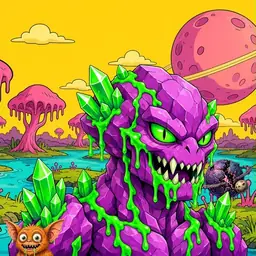 Oozlings #3573, Mutated Crystal Rock · Turquoise Swamp