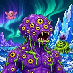 Oozlings #3580, Eyeball Cluster · Aurora Ice