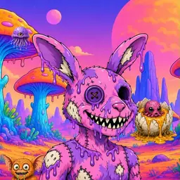 Oozlings #3584, Zombie Bunny · Mushroom Desert