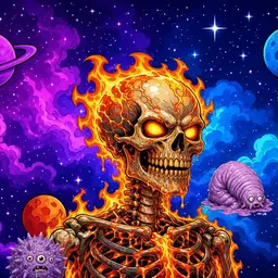 Oozlings #3587, Fire Skull · Void Nebula