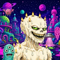 Oozlings #3592, Candle Wax · Neon City