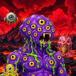 Oozlings #3597, Eyeball Cluster · Lava Fields