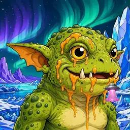 Oozlings #3598, Toad Goblin · Aurora Ice