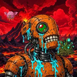 Oozlings #3622, Rusty Robot · Lava Fields