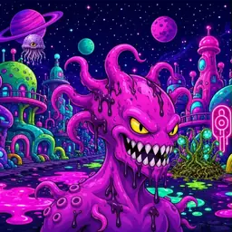 Oozlings #3623, Squid · Neon City