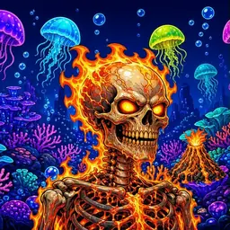 Oozlings #3629, Fire Skull · Glow Reef