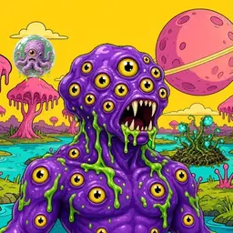 Oozlings #3630, Eyeball Cluster · Turquoise Swamp